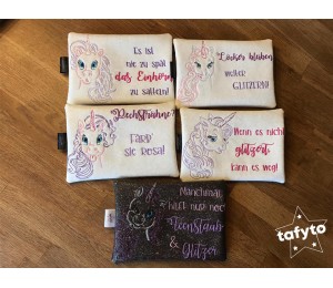 Stickserie ITH - Crazy Unicorn Zipper Tasche